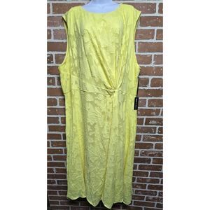 Jason Wu Womens Back Zip Sleeveless Floral Yellow  Midi Lined Dress Size 26 XL